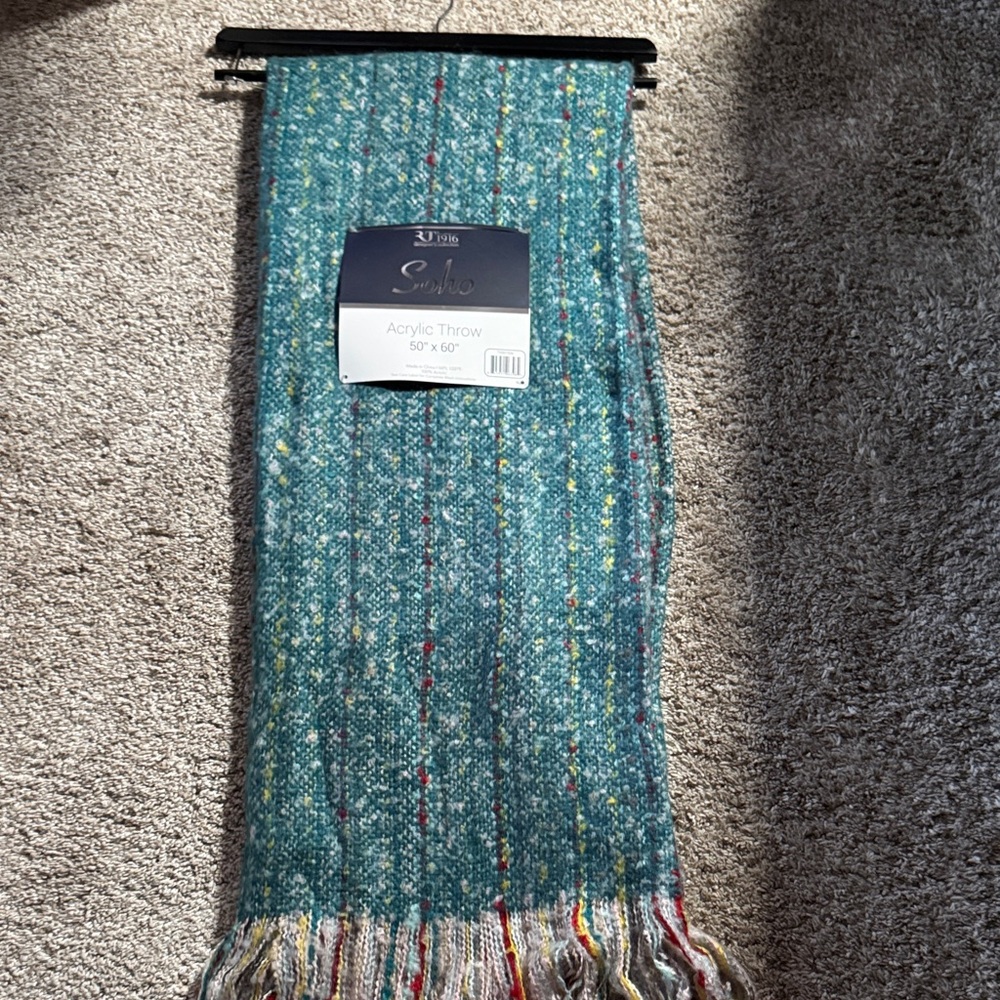 Soho Acrylic Throw Blanket - Teal and Yellow
